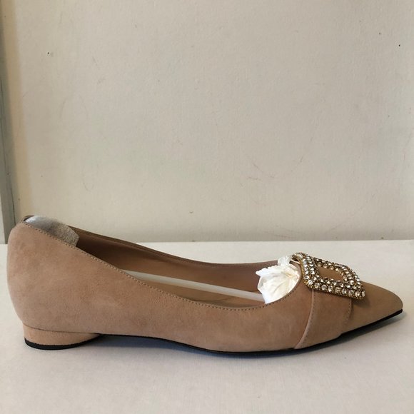 Escada Iconic Swarovski Crystals Beige Suede Pump - Picture 2 of 12